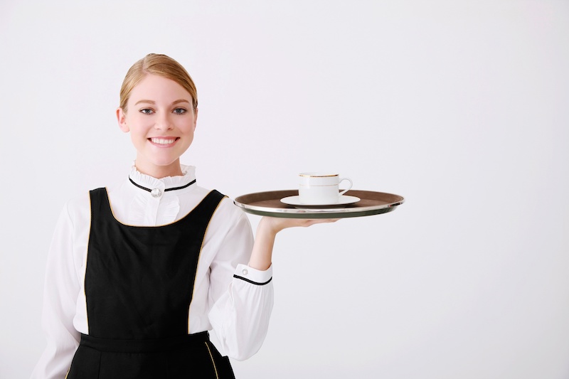 young waitress smiling